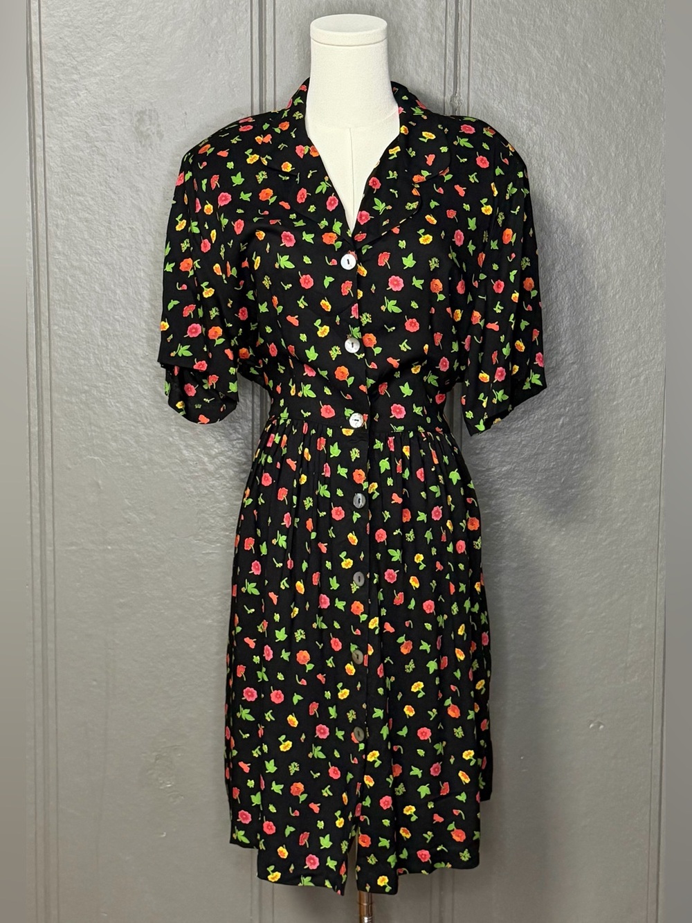 Vintage Streetwear by Nina Piccalino Floral Shirt Dress NOS